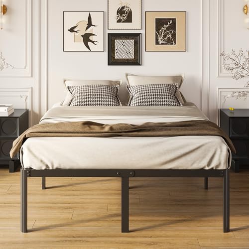 Yicensen Base Cama King Size de 46 cm de Altura, Metal Base King Size con Patas Redondeadas de Esquina, Plataforma Resistente Cama Muy Resistente Fácil Montaje, Sin Ruido, No Necesita Somier, Negro