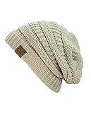 Thick Slouchy Knit Unisex Beanie Cap Hat,One Size,Biege