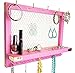 OUTSHINE Large Pink Wall Mounted Hanging Jewelry Organizer, Perfect Holder for Earrings Necklaces Bracelets-Gold Chicken Wire, Present for Girl, Daughter, Tween, Girlfriend