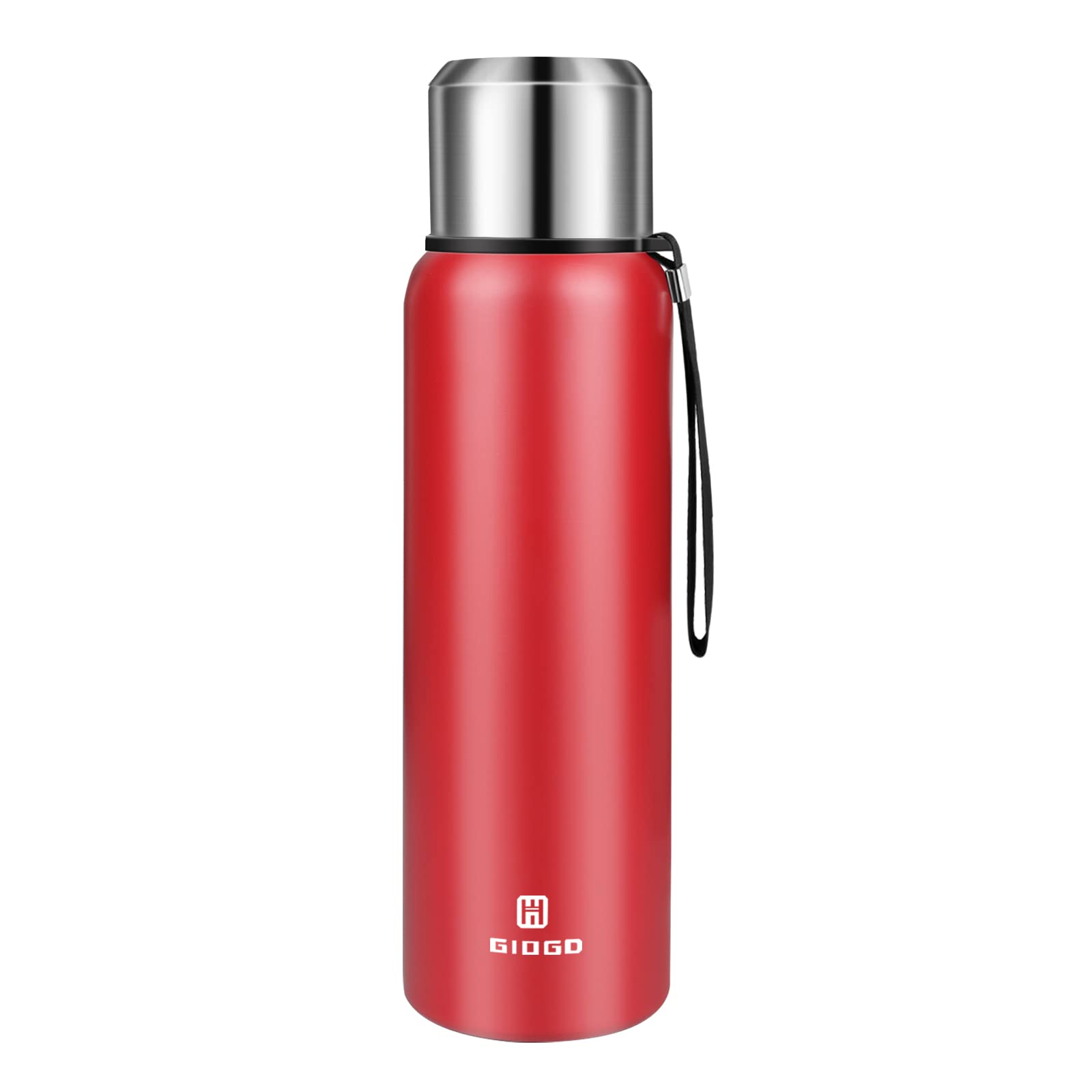 Vacuum Insulated Flask 1000ml/33oz with Cup lid Stainless Steel Thermo Water Flasks Leakproof Keep Coffee hot&Cold Drink Bottle.(Red,1000ml)