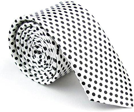 Artificial Silk Classic Woven Slim Tie Necktie Wedding Holiday Gift (Polka Dot - White)
