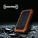 Solar Charger with Strong LED Flashlight, 10000mAh Solar Phone Charger with Dual USB Port, Outdoor Solar Power Bank Built-in 52LED Flashlight for Camping, Travelling and other Activities Orange