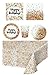 ShoppeShare Disposable Plates, Napkins, Cups, Tablecloth, Sprinkle Confetti Birthday Party Supplies, 6-Piece Bundle