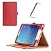 Procase Galaxy Tab E 8.0 Case -PU Leather Stand Folio Case Cover for Galaxy Tab E 8.0 2016 SM-T375/ SM-T377/SM-T378 Tablet, Multiple Viewing Angles with Document Card Pocket -Red