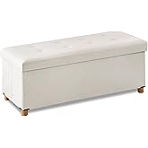 BRIAN & DANY 43 Inches Folding Storage Ottoman Bench, Ottoman with Storage Bench for Bedroom, Living Room, Entryway, with Legs, White
