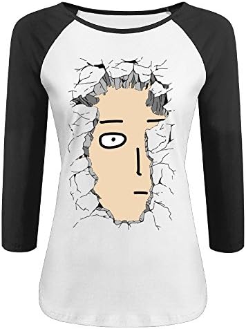 Women's Womens The Popular Anime Character One Punch-Man 3/4 Baseball Tee