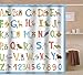 Sunlit Alphabet Fabric Shower Curtain for Kids ABC Educational Learning Tool for Boys and Babies Large A to Z Poster Tapestry Waterproof Polyester Bathroom Curtains- Blue