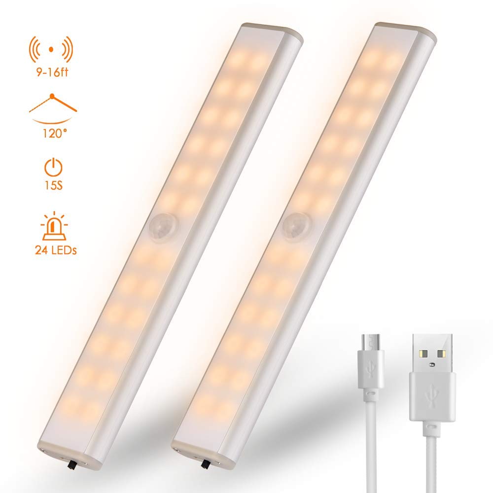 Under led Lighting Motion Sensor Rechargeable, 24 LED Warm