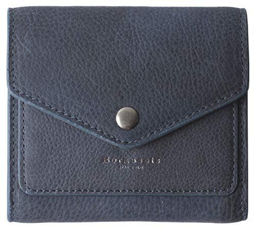 Borgasets Women's RFID Blocking Small Compact Bifold Leather Pocket Wallet Ladies Mini Purse (Nubuck Blue)