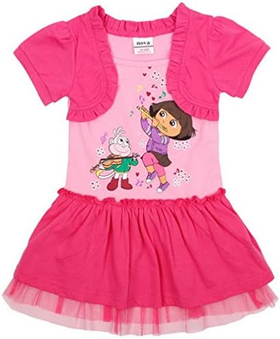Dora Little Girls Printing Pure Cotton Princess Dresses 1-6Y