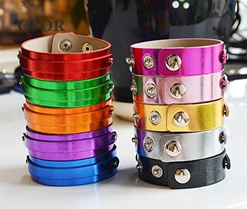 30PCS (8+18) MM200MM Metallic PU Leather Wristbands Bracelets Fit 8mm Slide Charms Slide Bead DIY Accessories