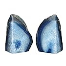 JIC Gem Agate Bookend Dyed Blue Polished 1 Pair - 3 to 4 Lbs