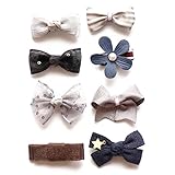Belle Beau (TM) Baby Girls' Hair Bows, Hair Clips Gift Set, Alligator Clips, Set of 8