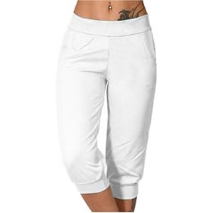 Women Knee Length Jogger Sweatpants Comfy Workout Capri Pants with Pocket Casual Sports Running Cropped Joggers