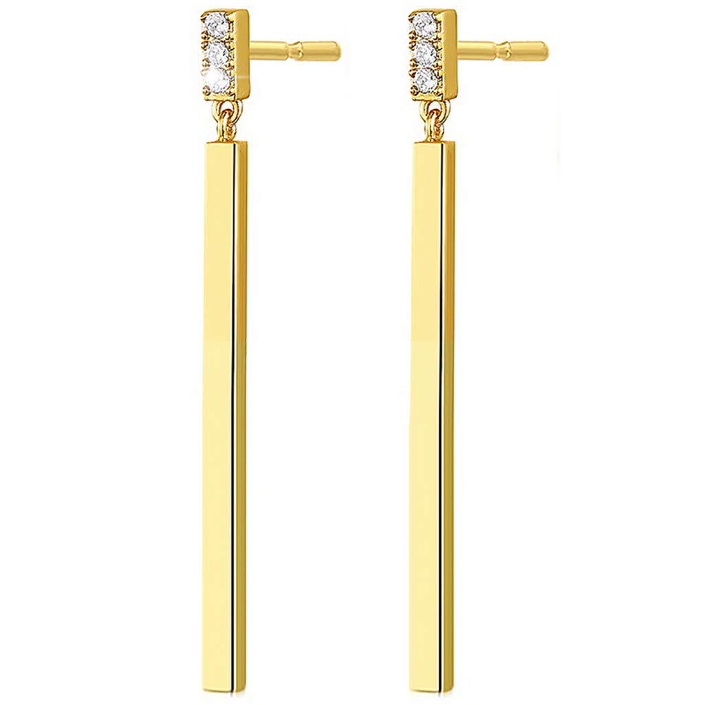 Suyi Minimalist Dainty Bar Stud Earrings Long Drop Dangle Earrings for Women Girls Gold