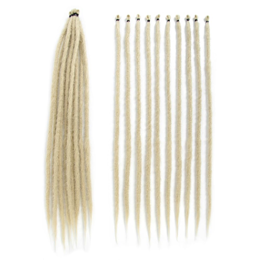 Photo 1 of BOHOBABE 18 Inch Thin Synthetic Dreadlock Extensions 0.6cm 20 Strands Short Single End Reggae Dreadlocks Extension Blonde Dreads Loc 18" (20 Strands, 613#)