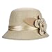 Clearance Women Flax Flower Bownot Hat Billycock Cap Shade Bowler (Kahki)