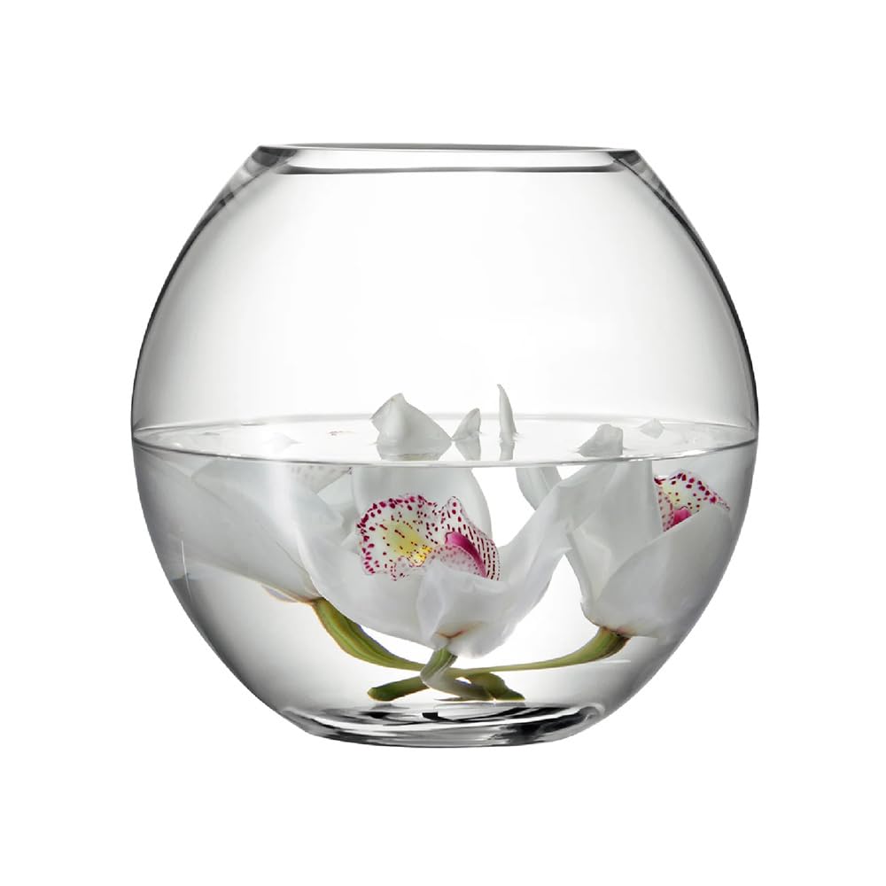 LSA International Flower Round Bouquet Vase H22cm Clear| 1 Unit | Mouthblown & Handmade Glass | FW05