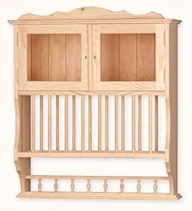 Muebles Natural - Platero con Puertas de Cristal en Madera Natural sin