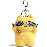 BONTOUJOUR Super Funny Cute Happy Taiyaki Kitty Keychain Catching Fish Cat Lucky Happy Cat Good Luck Bag Charm Pendant