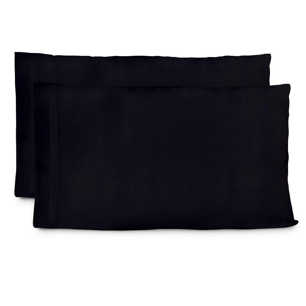Cosy House Collection Luxury Cooling Rayon Derived from Bamboo Blend Ultra Soft Pillow Cases - Cooling & Breathable - Set of 2 Pillowcases with Envelope Closure (King, Black)