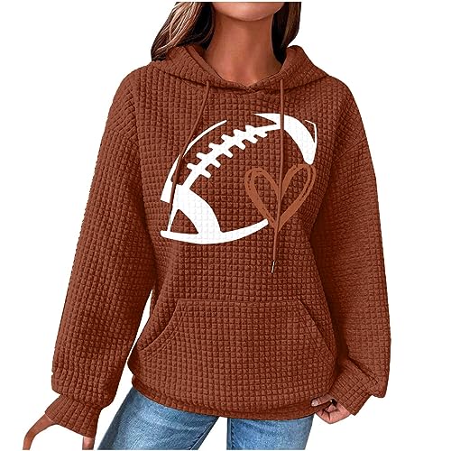 Xdegoge Womens Fall Football Sweatshirt 2023 Long Sleeve Pullover