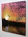 BANBERRY DESIGNS Soaring Eagle LED Lighted Canvas Print Home Decor - Morning Sunrise Wooded Lake Outdoors Scene