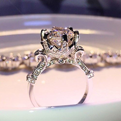 Ravewan Shop 2ct Round Cut Luxury Topaz Cz Band Women's 925 Silver Wedding Gift Ring Size 4-9 (4.5)