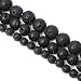 Qiwan Natural String of Jewellery Stones, Round Loose Beads for DIY Jewelry Making, 1 Strand/15 Inches (Black Lava Stone Gemstone, 6mm)