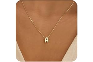 MARYLAX Bubble Gold Letter Necklace for Women, 14k Gold Plated Balloon Initial Necklace, Dainty Gold Necklace for Women, Personalized Bubble Pendant Name Necklace, Fashion Accessories Trendy Jewelry