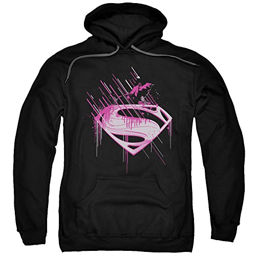 Man Of Steel Superman Movie Pink Splatter Adult Pull-Over Hoodie