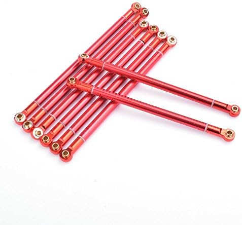 RC car Axial Scx10 Aluminum Alloy Upgrade Link Rod for 313MM Wheelbase (Red 8Pcs)