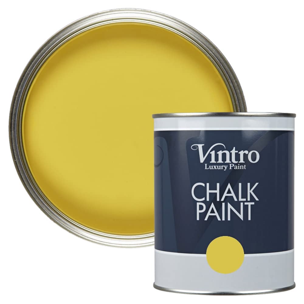 Vintro | Yellow Chalk Paint | Furniture Paint | Shabby Chic | Upcycle | Decorate | Ultra Matt Finish | 1 Litre (Sunflower)