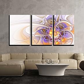 3 Piece Canvas Wall Art - Digitally Generated Image Made of Colorful Fractal to Serve as Backdrop - Modern Home Art Stretched and Framed Ready to Hang - 16"x24"x3 Panels
