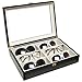 Luxurious Black Eyeglasses/Sunglasses Storage Organizer Display Case Box w/Leatherette Trim - MyGift