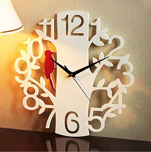 edafg Wall Clock Personality Mute Art Fashion Creative Living Room Large Wall Clock Clock Digital Woodpecker Clock, 16Inch