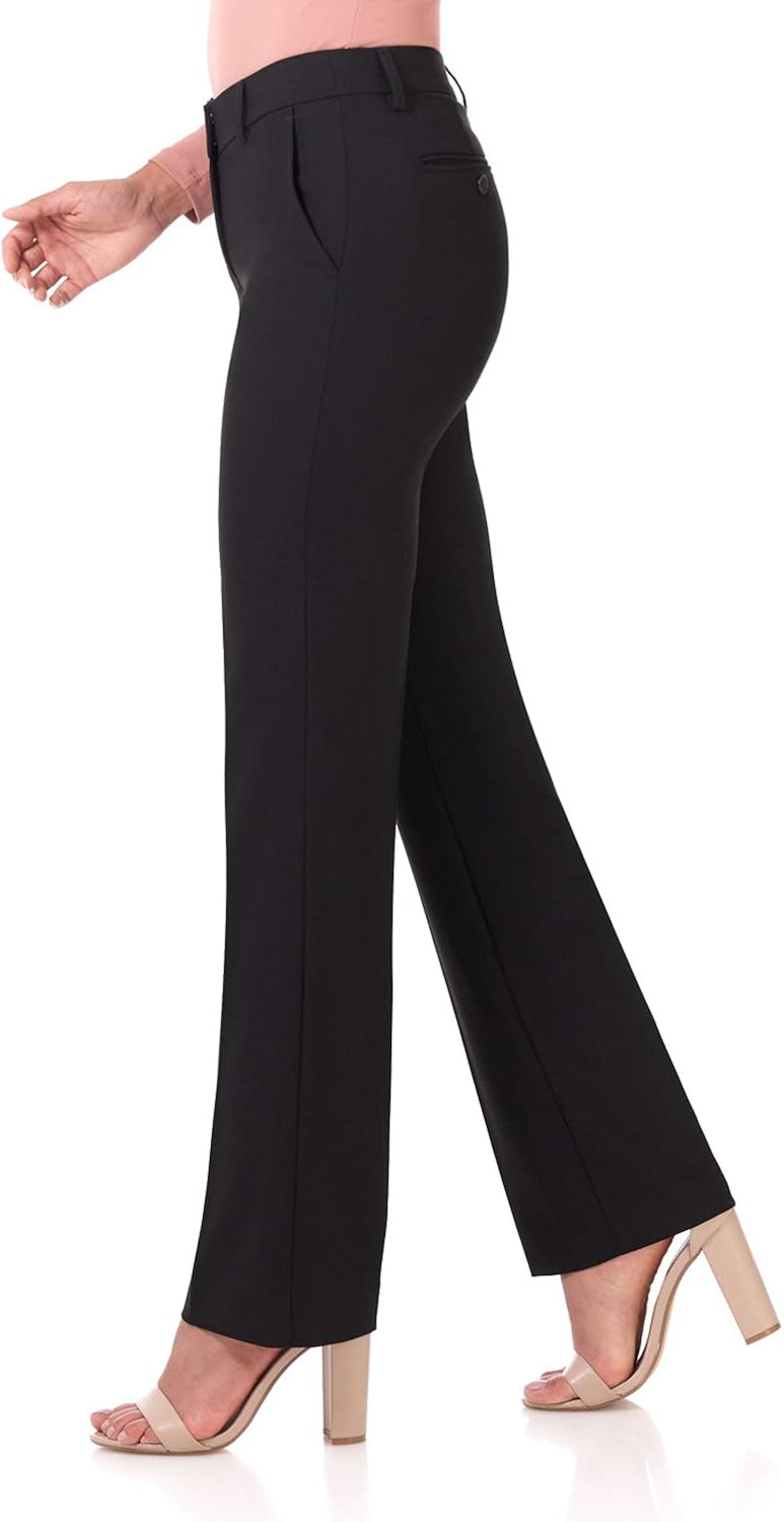 Rekucci Women's Smart Stretch Desk to Dinner Straight Leg Pant w/Zipper Closure: Clothing