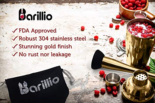 Barillio Cocktail-Shaker-Set aus Edelstahl, 680 ml, Martini-Mixer, Stößel, Rührlöffel, Messbecher, 2 Likörausgießer… – Bild 4
