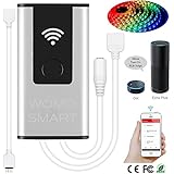 Wifi RGB LED Strip Lights Smart Controller Alexa, Echo Google Home APP, Compatible With GRB and RGB Strips, High Wifi Response Ratio, Alumium, No Wifi Plug Need, DC 12V 24V (Led Strips Not Including)