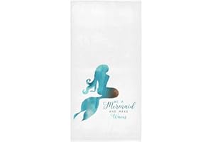 Wamika Watercolor Beautiful Mermaid Character Hand Towels Cute Sea Cartoon Bath Towels Soft Absorbent Multipurpose Bathroom Towel for Hand,Face,Spa and Gym,15x30 in