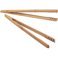 2 Pieces Bamboo Toast Tongs, 10.2 Inches Long Wood Toaster Tongs with Anti-slip Design, Tongs for Cooking with Cooking…