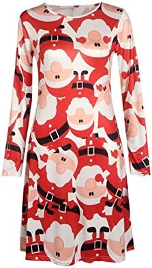 YUZHONGYWAN Chic Women Long Sleeve Christmas Print Dress New Casual Dresses Plus Size Vestidos Mujer 45X