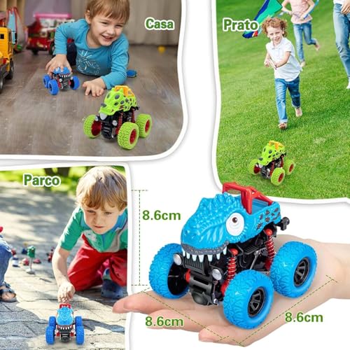 AESTEMON Cars Cars for Children 2 Years, Monster Truck Dinosaurs Trucks Toys Child 2 3 Years Male, Cars Toys Games Baby Gift 2 3 4 5 Years, 2 Pack