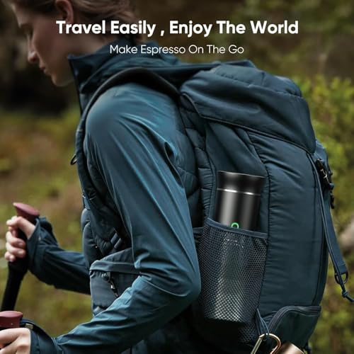 Portable Electric Espresso Machine, 3 in 1 Portable Coffee Machine, 5 Minutes Self-Heating, with USB-C Compatible with Small Capsules, Large Capsules, Ground Coffee