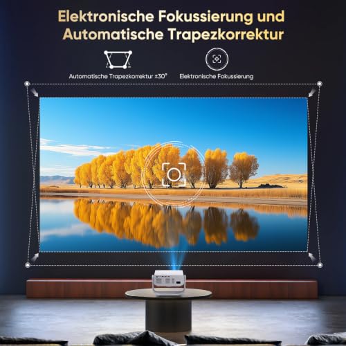 Wielio Upgrade Smart Projector, Integrated App, Supports 4K, WiFi & BT Project, 120° Adjustable Stand, Vertical Keystone Correction and Electronic Focus Home Cinema Projector for Mobile Phone/PC