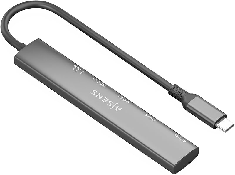 - ASUC-5P022-GR - USB-C Dock 5 EN 1, USB-C A 1xHDMI 2xUSB-A 1xUSB-C 1xUSB-C PD, Gris, 15CM