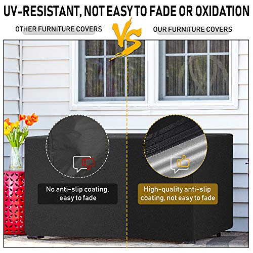 Molbory Abdeckung für Gartenmöbel, 420D Oxford Abdeckhaube Möbelsets mit Zugkordel, Wasserdicht, Winddicht, UV-beständig Abdeckplane für Gartenmöbel Sets Sofa Abdeckung Gartenmöbel (200 x 160 x 70cm) – Bild 4