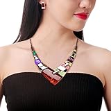 HONEYJOY Women Fashion Metal Link Choker Pendant Necklace Stud Earrings Jewery Sets