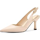 Rilista Women's Slingback Kitten Heels Closed Pointed Toe Wedding Party Dress Pumps Shoes