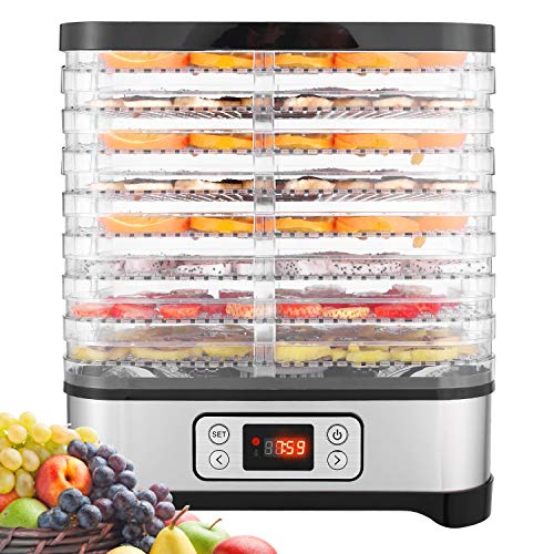 Coocheer Déshydrateur Aliment 8 Plateaux, Déshydrateur De Légume De Fruit Avec Minuterie Et Réglages De Température, Écran À Led, 400W